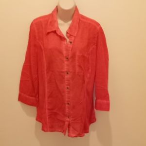 Gently Loved Style & Co Button Down Blouse Faded Coral SZ M